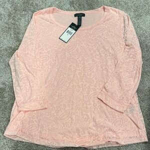 Lauren Ralph Lauren Pink Paisley Long Sleeve Knit Top XL NWT MSRP $59.50